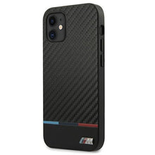 Заредете изображение във визуализатора на галерията – Etui BMW BMHCP12SPUCARTCBK iPhone 12 mini 5,4" czarny/black hardcase M Collection PU Carbon Stripe

