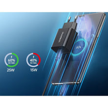 Заредете изображение във визуализатора на галерията – Choetech fast charger USB C 25W PPS PD black (PD6003)
