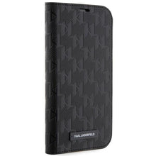 Заредете изображение във визуализатора на галерията – Karl Lagerfeld KLBKP14SSAKLHPK iPhone 14 6.1" bookcase black/black Saffiano Monogram
