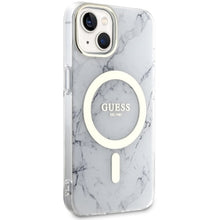 Заредете изображение във визуализатора на галерията – Original Case GUESS hardcase Marble MagSafe GUHMP14SPCUMAH for Iphone 14 white
