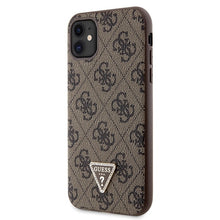 Заредете изображение във визуализатора на галерията – Original Case GUESS hardcase Crossbody 4G Metal Logo GUHCN61P4TDSCPW for Iphone 11/ Xr brown

