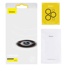 Заредете изображение във визуализатора на галерията – Baseus 2x tempered glass 0.3 mm for the whole camera iPhone 12 Pro lens (SGAPIPH61P-AJT02)
