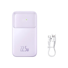 Заредете изображение във визуализатора на галерията – Baseus Comet Series powerbank with display 20000mAh 22.5W - purple + USB-A - USB-C 0.3m cable - white
