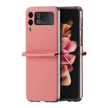 Заредете изображение във визуализатора на галерията – Dux Ducis Bril case for Samsung Galaxy Z Flip 3 cover made of ecological leather pink
