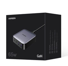 Заредете изображение във визуализатора на галерията – Ugreen Nexode fast desktop charger GaN 2xUSB-C / 2xUSB-A 65W gray (CD327)
