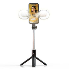 Заредете изображение във визуализатора на галерията – Selfie Stick MINI - with detachable bluetooth remote control, tripod and 2 LED lights - P40S-M BLACK
