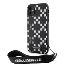 Заредете изображение във визуализатора на галерията – Original Pouch KARL LAGERFELD Saffiano Monogram Losange KLHCN61SAKLMBSK for Iphone 11/ Xr Black
