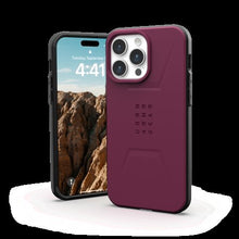 Заредете изображение във визуализатора на галерията – UAG Civilian Magsafe - protective case for iPhone 15 Pro Max (bordeaux)

