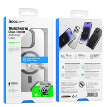 Заредете изображение във визуализатора на галерията – HOCO AS6 anti-fall case kompatybilny with MagSafe for IPHONE 15 transparent black
