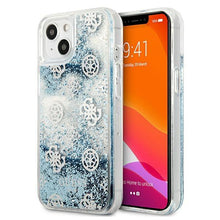 Заредете изображение във визуализатора на галерията – Guess GUHCP13MLGPEBL iPhone 13 6,1" niebieski/blue hardcase Peony Liquid Glitter

