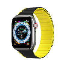 Заредете изображение във визуализатора на галерията – Magnetic Apple Watch Ultra, SE, 8, 7, 6, 5, 4, 3, 2, 1 (49, 45, 44, 42 mm) Dux Ducis Strap (LD Version) - Black/Yellow
