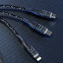 Заредете изображение във визуализатора на галерията – Fast charging cable 120W 1m 3in1 USB - USB-C / microUSB / Lightning Dudao L22X - silver
