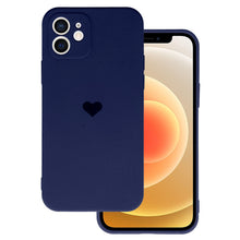 Заредете изображение във визуализатора на галерията – Vennus Silicone Heart Case for Iphone 12 design 1 navy
