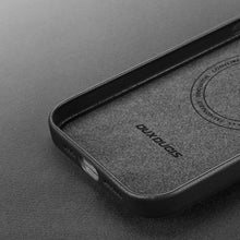 Заредете изображение във визуализатора на галерията – Dux Ducis Grit Leather Case for iPhone 14 Pro Max Elegant Faux Leather Cover (MagSafe Compatible) Black
