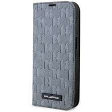 Заредете изображение във визуализатора на галерията – Karl Lagerfeld KLBKP14LSAKLHPG iPhone 14 Pro 6.1" bookcase silver/silver Saffiano Monogram
