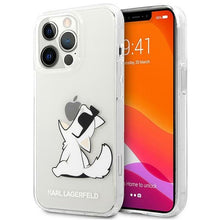 Заредете изображение във визуализатора на галерията – Original faceplate case karl lagerfeld klhcp14xcfnrc for iphone 14 pro max (choupette eat / transparent)
