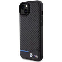 Заредете изображение във визуализатора на галерията – Original Case BMW Leather Carbon BMHCP15M22NBCK for Iphone 15 Plus Black
