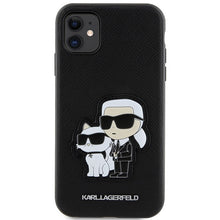 Заредете изображение във визуализатора на галерията – Original Pouch KARL LAGERFELD Saffiano Karl &amp; Choupette KLHCN61SANKCPK for Iphone 11/ Xr Black
