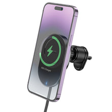 Заредете изображение във визуализатора на галерията – HOCO car holder to air vent with wilress charging support MagSafe HW12 black
