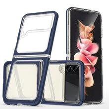 Заредете изображение във визуализатора на галерията – Clear 3in1 case for Samsung Galaxy Z Flip 4 silicone cover with frame blue
