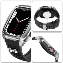 Заредете изображение във визуализатора на галерията – Kingxbar CYF148 2in1 Rugged Case for Apple Watch SE, 6, 5, 4 (44 mm) Stainless Steel with Strap Silver
