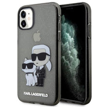 Заредете изображение във визуализатора на галерията – Karl Lagerfeld KLHCN61HNKCTGK iPhone 11 / Xr 6.1" black/black hardcase Gliter Karl&amp;Choupette
