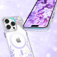 Заредете изображение във визуализатора на галерията – Kingxbar Flora Series magnetic case for iPhone 14 MagSafe decorated with peony flowers print
