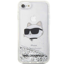 Заредете изображение във визуализатора на галерията – Karl Lagerfeld KLHCI8LNHCCS iPhone 7/8/ SE 2020/2022 silver/silver hardcase Glitter Choupette Head
