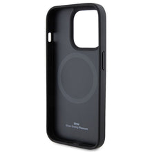 Заредете изображение във визуализатора на галерията – Original Case BMW Magsafe Leather Hot Stamp BMHMP15XSLLBK for Iphone 15 Pro Max Black
