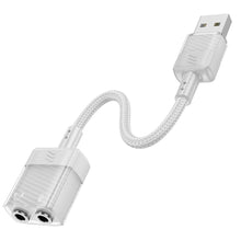 Заредете изображение във визуализатора на галерията – HOCO adaptor AUX USB to 2x Jack 3,5mm (female) Spirit LS37 grey
