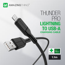 Заредете изображение във визуализатора на галерията – Amazing Thing Cable Thunder Pro CLA110MTHBK - USB to Lightning - 3,2A 1,1 metres black
