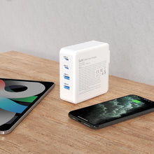 Заредете изображение във визуализатора на галерията – GaN 100W 2 x USB-C / 2 x USB fast charger Dudao A100EU - white
