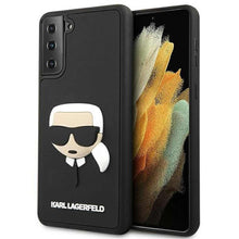 Заредете изображение във визуализатора на галерията – Оригинален гръб Karl Lagerfeld за samsung s21 plus (3d rubber karl`s head / black) - TopMag
