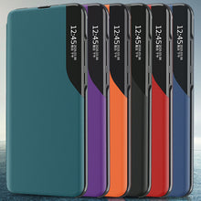 Заредете изображение във визуализатора на галерията – Eco Leather View Case case for Samsung Galaxy A14 with a flip stand black
