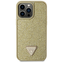 Заредете изображение във визуализатора на галерията – Original Case GUESS Rhinestone Triangle hardcase GUHCP14XHDGTPD for Iphone 14 Pro Max gold
