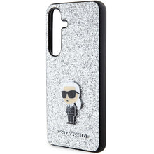 Заредете изображение във визуализатора на галерията – Karl Lagerfeld Fixed Glitter Ikonik Logo Metal Pin case for Samsung Galaxy S24+ - silver

