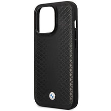 Заредете изображение във визуализатора на галерията – Case BMW BMHMP14L22RFGK iPhone 14 Pro 6.1" black/black Leather Diamond Pattern MagSafe
