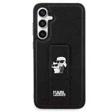Заредете изображение във визуализатора на галерията – Karl Lagerfeld Gripstand Saffiano Karl&amp;Choupette Pins case for Samsung Galaxy S23 FE - black
