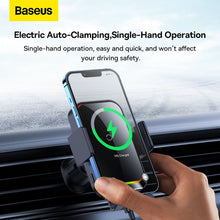 Заредете изображение във визуализатора на галерията – Baseus car holder with wireless charging automatic 15w halo black sudd000001
