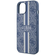 Заредете изображение във визуализатора на галерията – Guess GUHMP14SP4RPSB iPhone 14 6.1" blue/blue hardcase 4G Printed Stripes MagSafe
