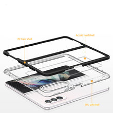 Заредете изображение във визуализатора на галерията – Clear 3in1 case for Samsung Galaxy Z Fold 4 silicone cover with frame black
