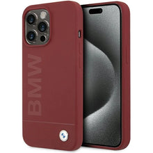 Заредете изображение във визуализатора на галерията – BMW Silicone Big Logo MagSafe case for iPhone 15 Pro Max - red

