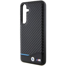 Заредете изображение във визуализатора на галерията – Original Case BMW Leather Carbon BMHCS24M22NBCK for Samsung Galaxy S24 Plus Black
