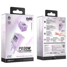 Заредете изображение във визуализатора на галерията – Acefast A53 PD 30W GaN USB-C charger with display - purple
