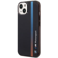 Заредете изображение във визуализатора на галерията – Case BMW BMHCP14S22HVGV iPhone 14 6.1" black/black IML Tricolor Stripe
