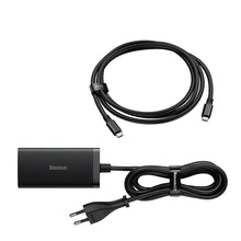 Заредете изображение във визуализатора на галерията – Baseus fast charger GaN5 Pro HUB HDMI 2 x USB-C / USB-A / HDMI 4K 30Hz 1.5m black + USB-C cable - USB-C 100W 40Gb/s (USB4) 1m (CCGP110201)
