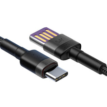 Заредете изображение във визуализатора на галерията – Baseus Cafule cable USB Type C SuperCharge 40W Quick Charge 3.0 QC 3.0 cable 1m gray-black (CATKLF-PG1) - TopMag
