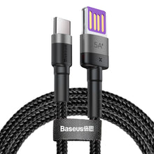 Заредете изображение във визуализатора на галерията – Baseus Cafule cable USB Type C SuperCharge 40W Quick Charge 3.0 QC 3.0 cable 1m gray-black (CATKLF-PG1) - TopMag
