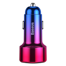 Заредете изображение във визуализатора на галерията – Baseus Magic Series Dual QC Car Charger with digital display 2x USB QC3.0 45W 6A Red (CCMLC20A-09) - TopMag

