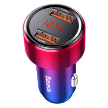 Заредете изображение във визуализатора на галерията – Baseus Magic Series Dual QC Car Charger with digital display 2x USB QC3.0 45W 6A Red (CCMLC20A-09) - TopMag
